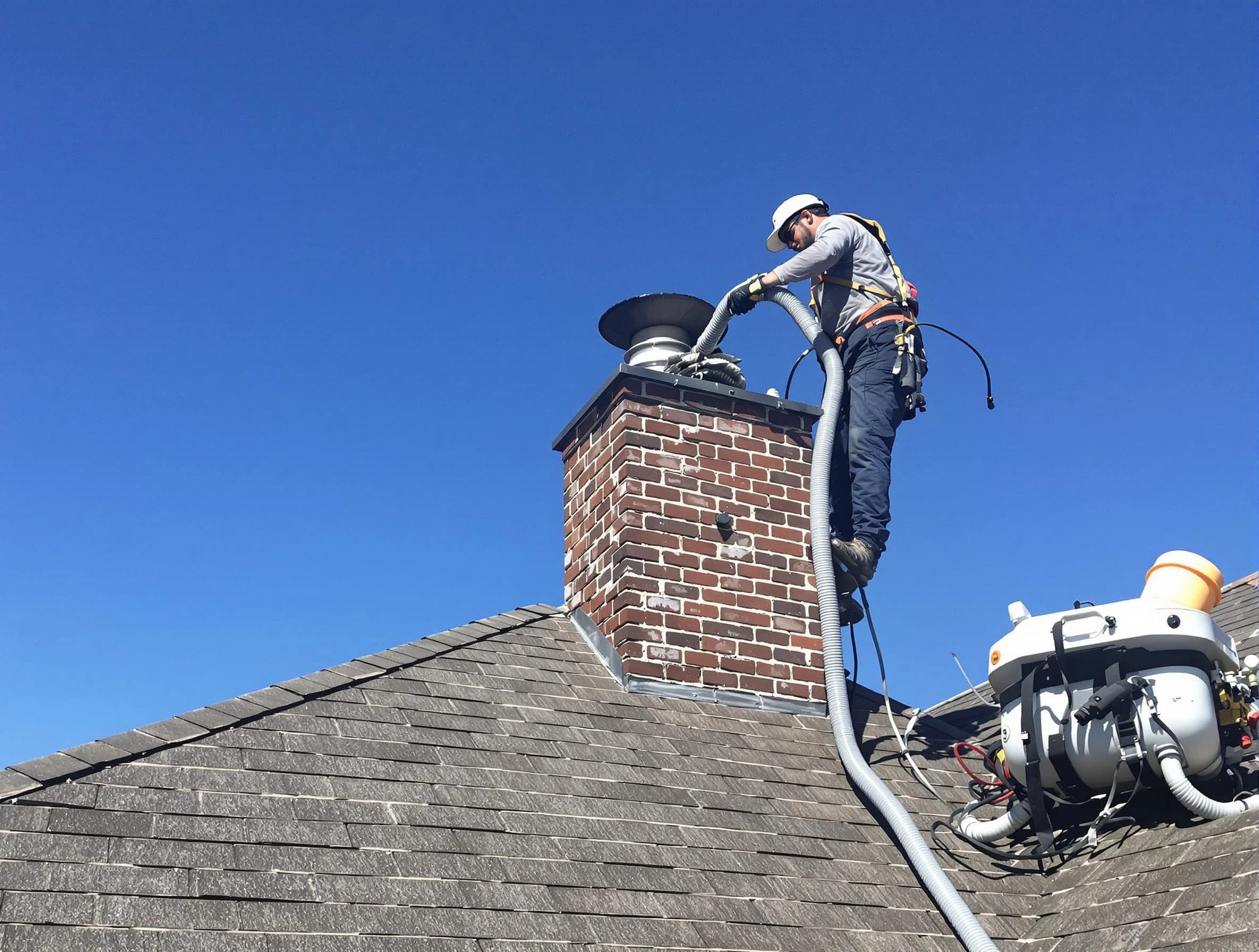 Dedicated Plainsboro Chimney Sweep team member cleaning a chimney in Plainsboro, NJ