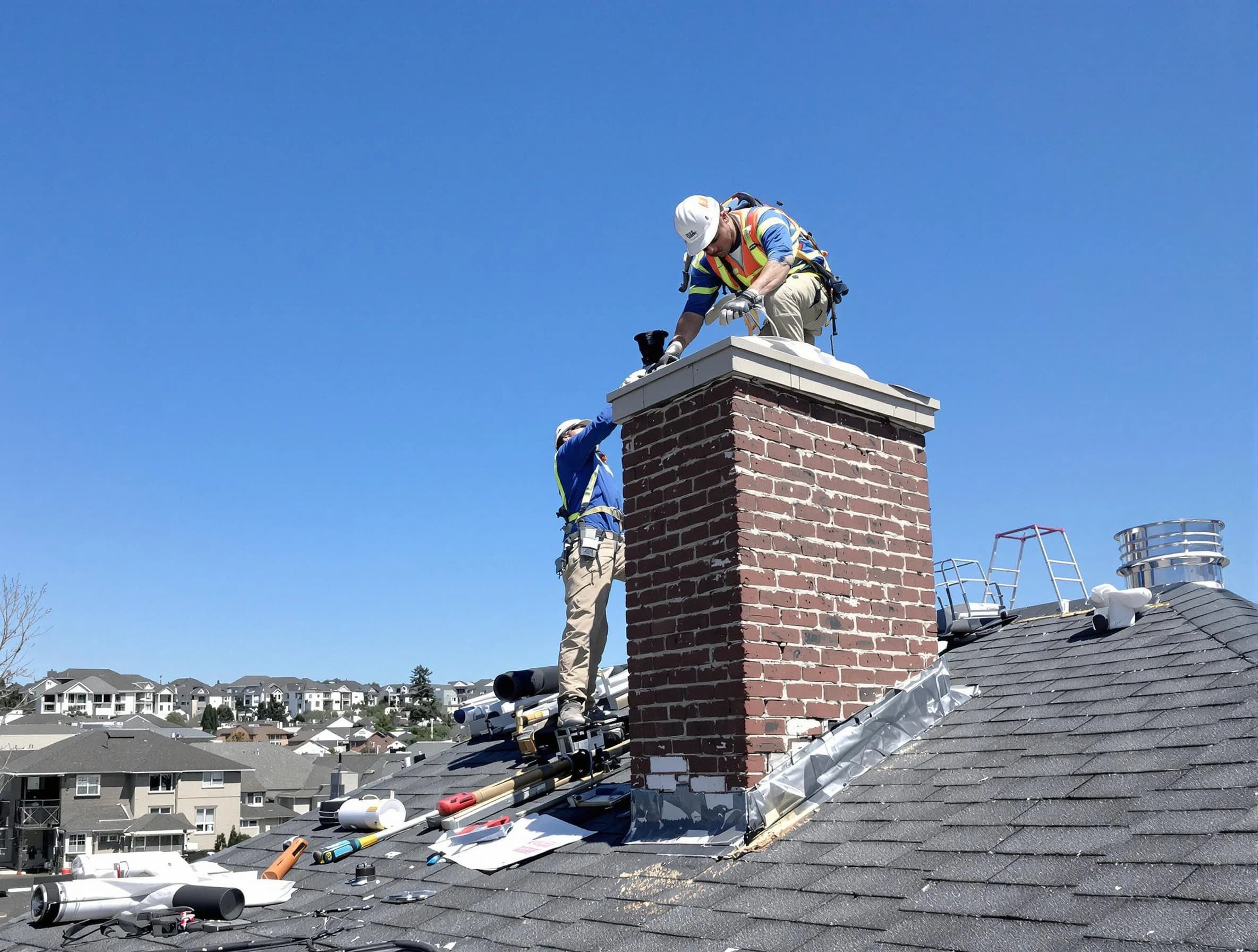 Plainsboro Chimney Sweep repairing a chimney crown in Plainsboro, NJ