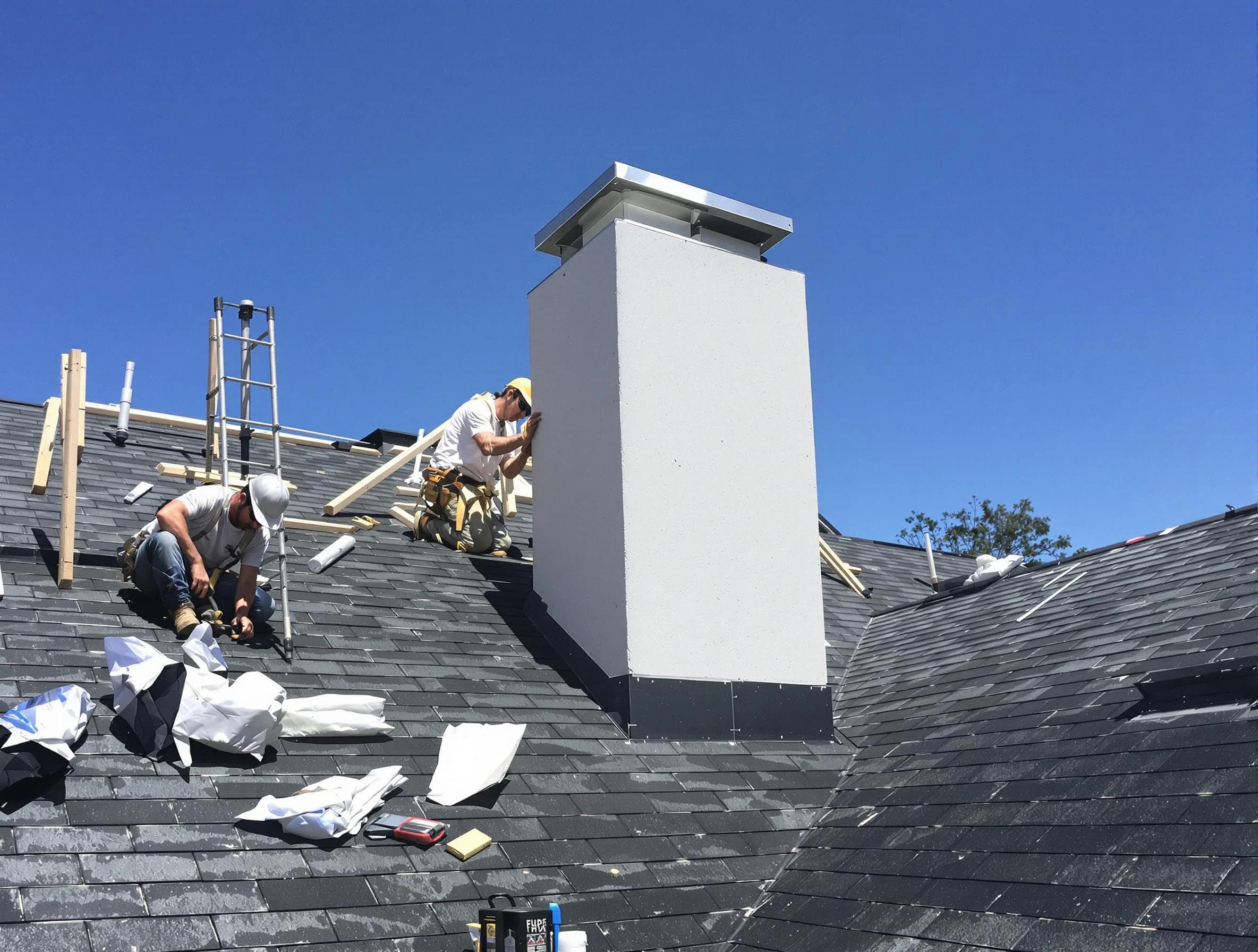 Plainsboro Chimney Sweep crew installing a new chimney in Plainsboro, NJ