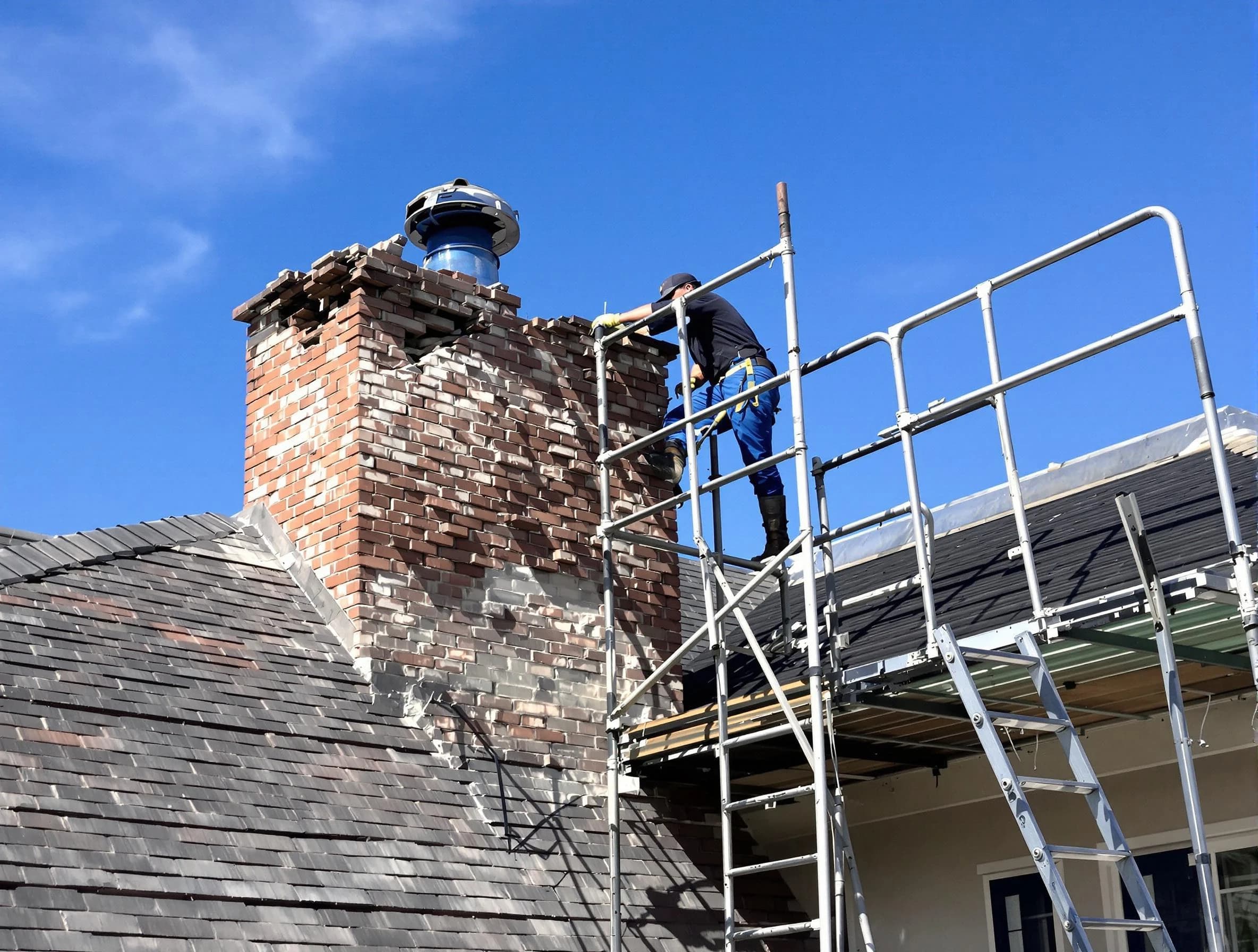 Rebuilding a chimney structure by Plainsboro Chimney Sweep in Plainsboro, NJ