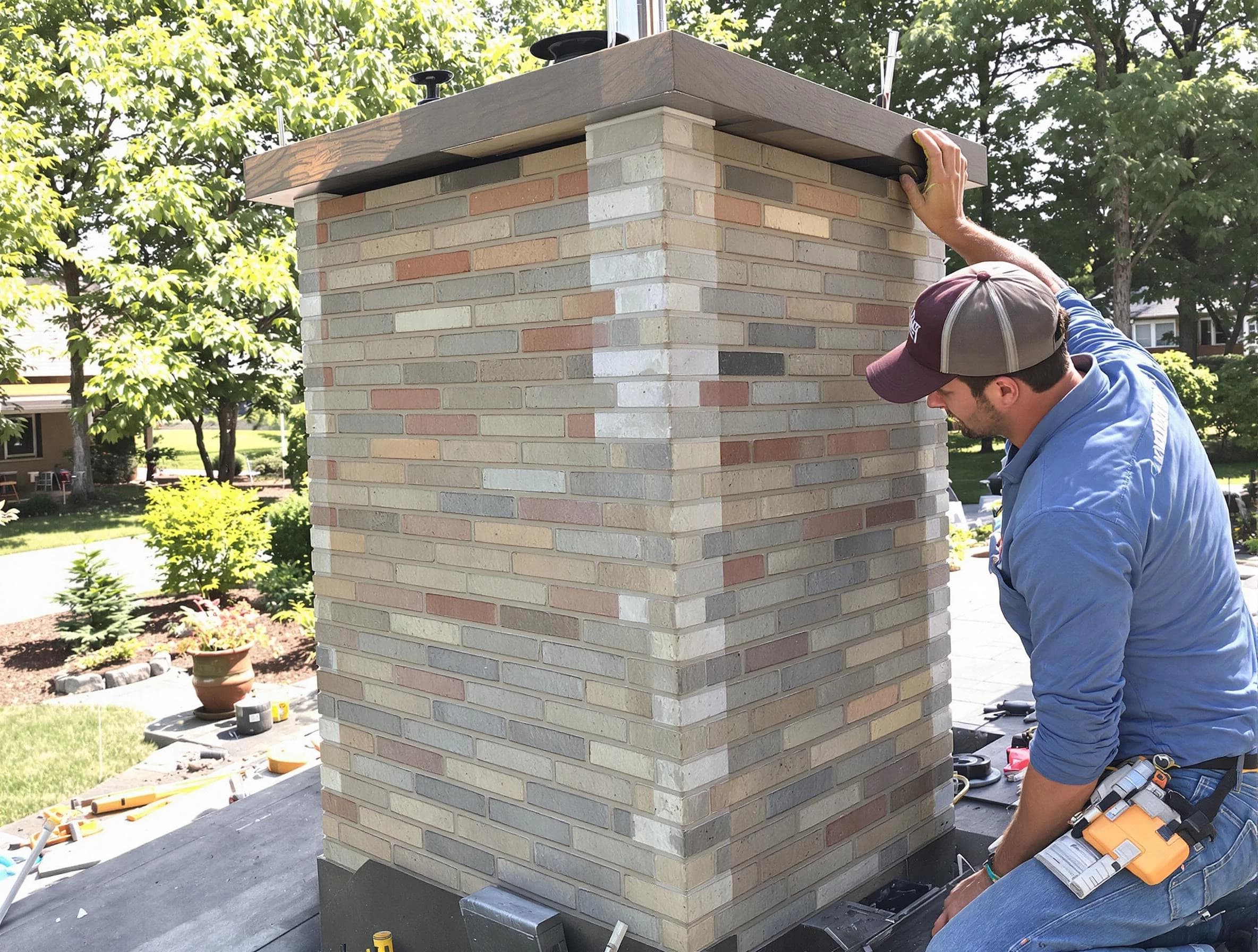 Plainsboro Chimney Sweep completing a modern chimney remodel in Plainsboro, NJ