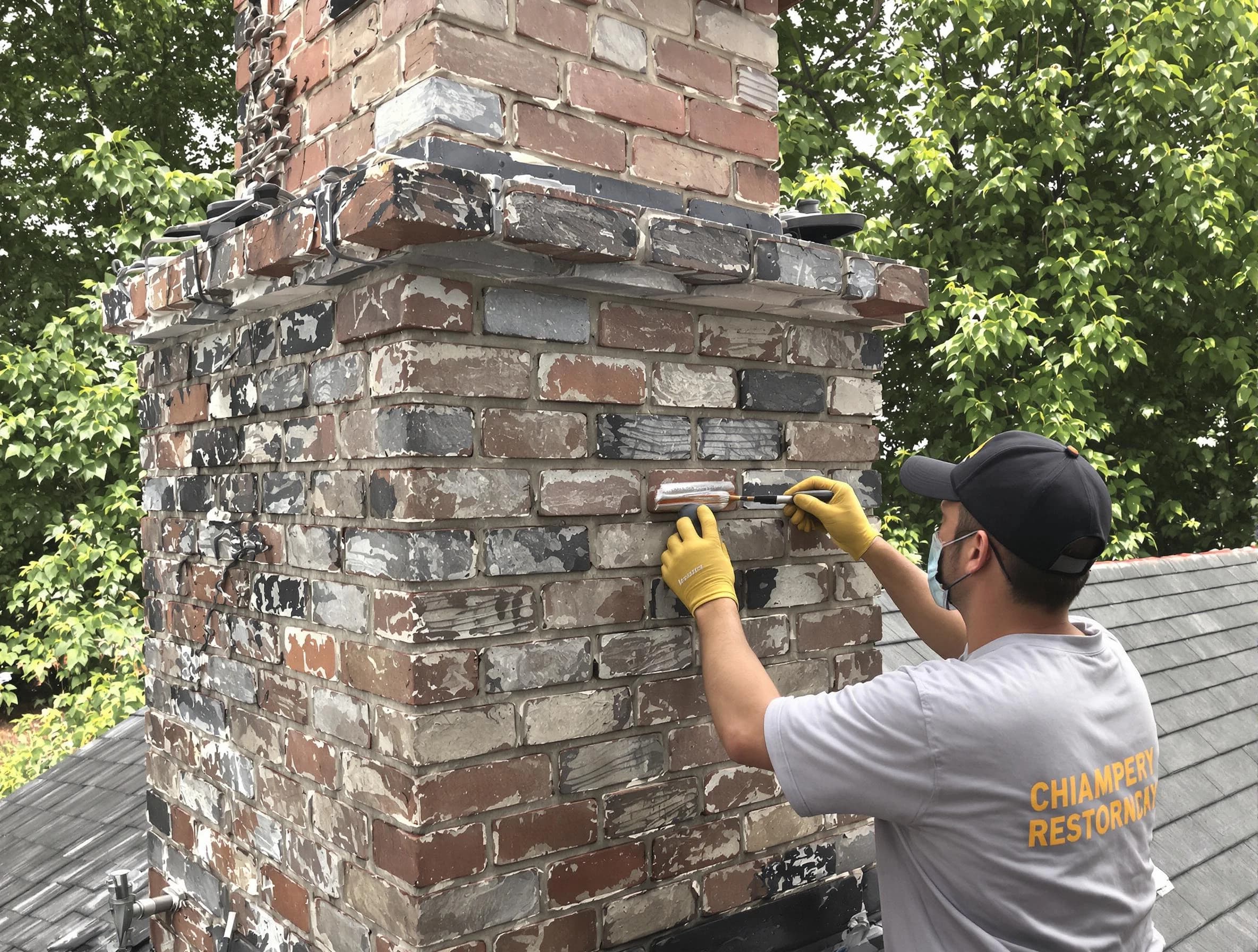 In-progress chimney restoration by Plainsboro Chimney Sweep in Plainsboro, NJ