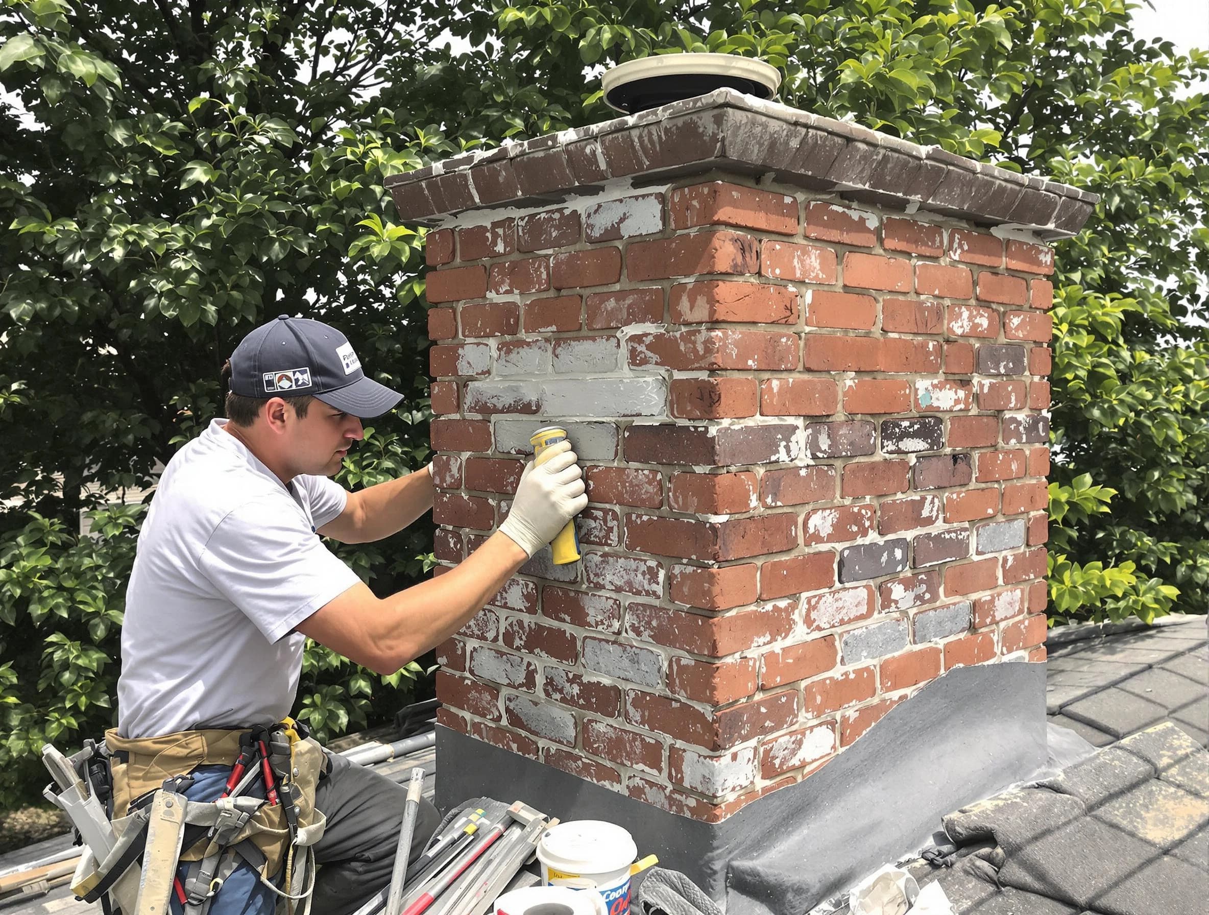 Plainsboro Chimney Sweep restoring an aging chimney in Plainsboro, NJ